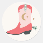 Girly Cowboy Boot Ronde Sticker (Voorkant)