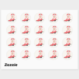 Girly Cowboy Boot Ronde Sticker