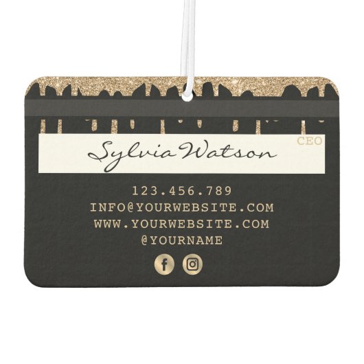 girly credit card style gold drips lashes makeup luchtverfrisser (Achterkant)