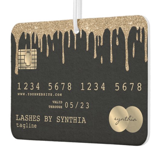 girly credit card style gold drips lashes makeup luchtverfrisser (Links)