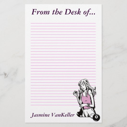 Girly Cue Briefpapier (Voorkant)