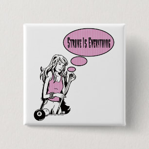 Girly Cue Vierkante Button 5,1 Cm
