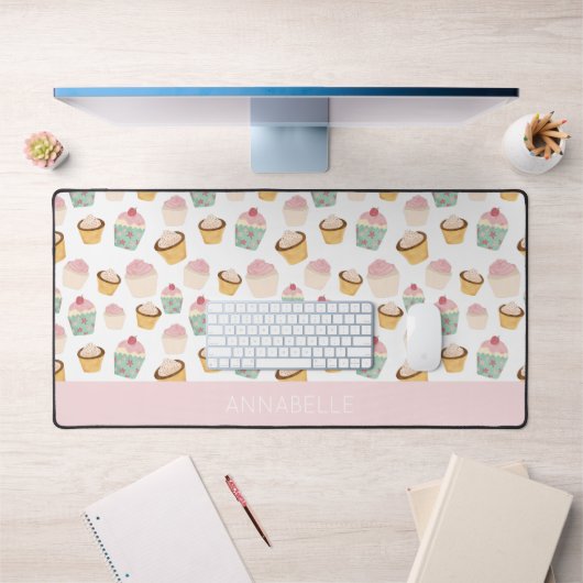 Girly Cupcake Prénom personnalisé (Bureau 1)