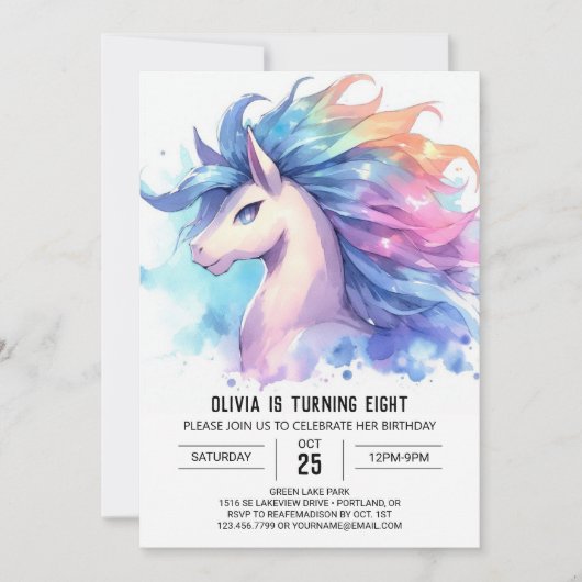 Girly Custom Horse Verjaardag Kaart (Voorkant)