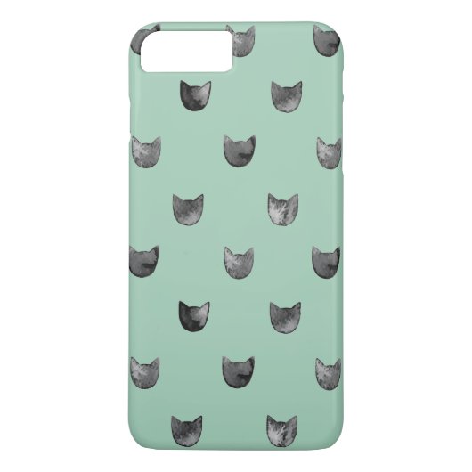 Girly Cute Cat Pattern Green Case-Mate iPhone Case (Achterkant)