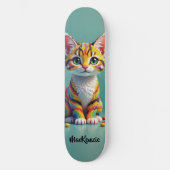 Girly Cute Colorful Margay Candy Cat Skateboard (Voorkant)