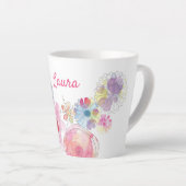 Girly Cute Personalized Floral Waterverf Latte Mok (Rechterhoek)