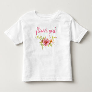 Girly Cute Pink Script Wedding Bloemenmeisje Kinder Shirts