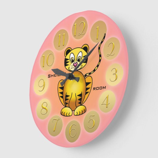 Girly Cute Tiger Pink Gold Wall klok (Hoek)