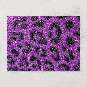 Girly Cute Trendy Paars Glitter Cheetah print Briefkaart