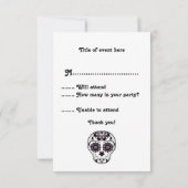 Girly dag van de dode suiker schedel RSVP feest Kaartje (Achterkant)