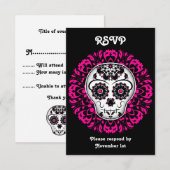 Girly dag van de dode suiker schedel RSVP feest Kaartje (Voorkant / Achterkant)