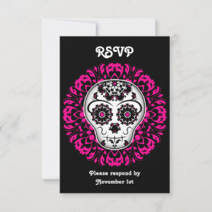 Girly dag van de dode suiker schedel RSVP feest Kaartje