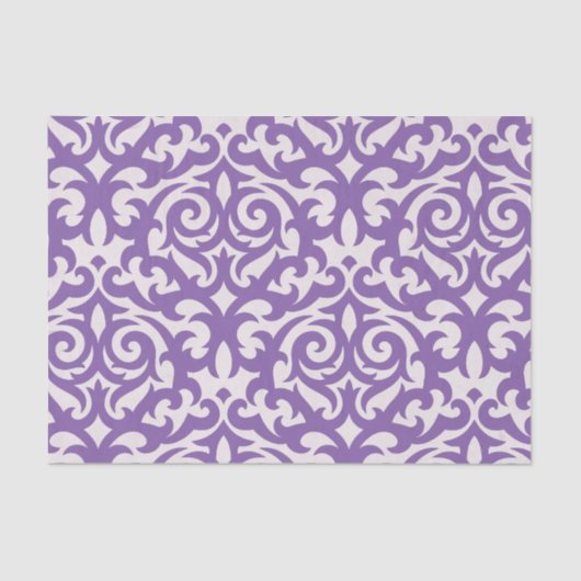 Girly Damask paars & white Swirly Tissuepapier (Voorkant)