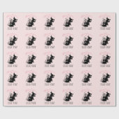 Girly dank je heerlijk zwart konijn op pastel roze cadeaupapier (Vlak)