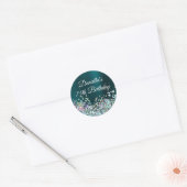 Girly Dark Turquoise Folie Holo Glitter Birthday Ronde Sticker (Envelop)