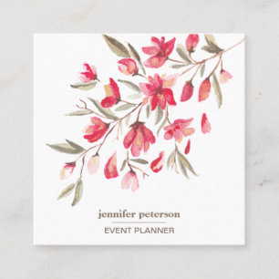 Girly Delicate bloom Floral Social Media Icons Vierkante Visitekaartje