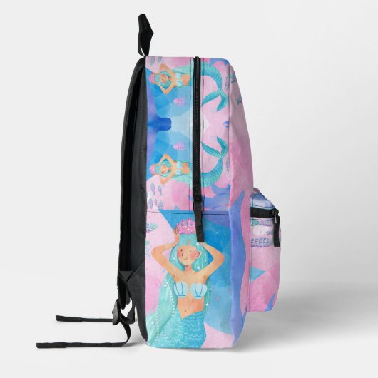 Girly design featuring cute mermaid pink and blue bedrukte rugzak (Links)