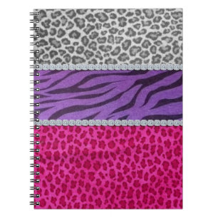 Girly Diamond Animal Print Notitieboek