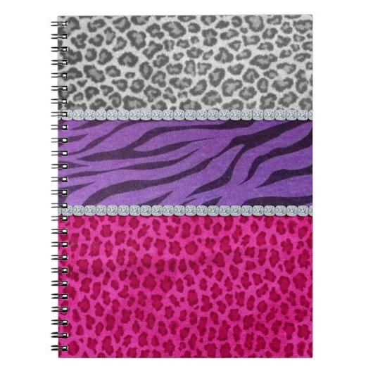 Girly Diamond Animal Print Notitieboek (Voorkant)