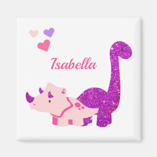 Girly Dinosaur Pink - Gepersonaliseerd Magneet