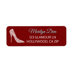 Girly Diva Red Glitter   Glam Diamonds Hoge hakken Etiket