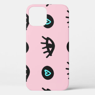 Girly Doodle: Ogen Harten Naadloos. iPhone 12 Hoesje