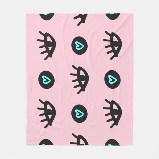 Girly Doodle: Ogen Harten Naadloos. Fleece Deken (Voorkant)