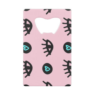 Girly Doodle: Ogen Harten Naadloos. Kredietkaart Flessenopener