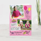 Girly Doodles Custom Photo Birthday Card Kaart (Voorkant)