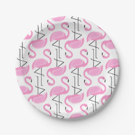 Girly Eenvoudig Modern Roze Flamingo patroon Papieren Bordje
