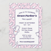 Girly Eerste Periode Roze Leuke Menstruele Pad Par Kaart (Voorkant / Achterkant)