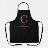 Girly Elegant Black Roos Gold Monogram script Schort (Voorkant)