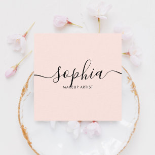 Girly Elegant Calligraphy Blush Pink Vierkante Visitekaartje