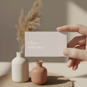 Girly Elegant Calligraphy Minimal Beige Visitekaartje