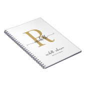 Girly Elegant Chique Wit Goud Script Monogram Naam Notitieboek (Rechterzijde)