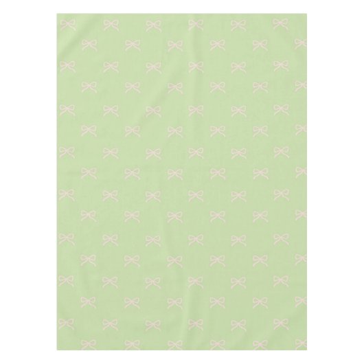 Girly Elegant Green & Pink Bow Pattern Spring Tafelkleed (Voorkant)