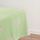 Girly Elegant Green & Pink Bow Pattern Spring Tafelkleed (Voorbeeld)