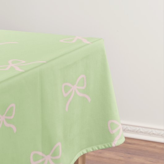Girly Elegant Green & Pink Bow Pattern Spring Tafelkleed (Voorbeeld)