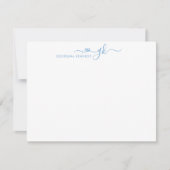 Girly Elegant Heart Script 2 Monogram Dusty Blue Notitiekaartje (Voorkant)