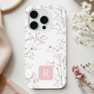 Girly Elegant Minimalistische Baby's-Breath iPhone 15 Pro Case