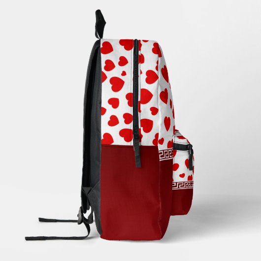 Girly Elegant Red Heart Aangepaste naam Bedrukte Rugzak (Links)