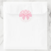 Girly Elegant Roze Damast Wrap Bow Ronde Sticker (Tas)
