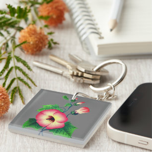 Girly Elegant roze pansies Sleutelhanger