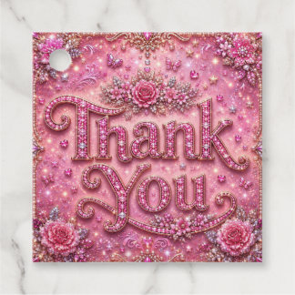 Girly Elegante Glitterende Blos Roze Roos Dank Je Bedankjes Labels