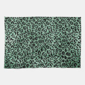 Girly Emerald Green Glam Leopard Print     Theedoek (Horizontaal)