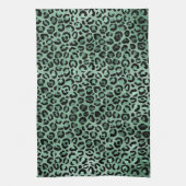 Girly Emerald Green Glam Leopard Print     Theedoek (Verticaal)