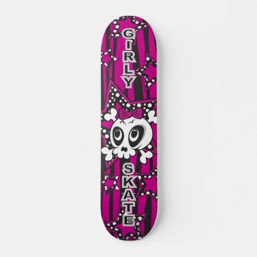 Girly Emo Skull Skateboard (Voorkant)