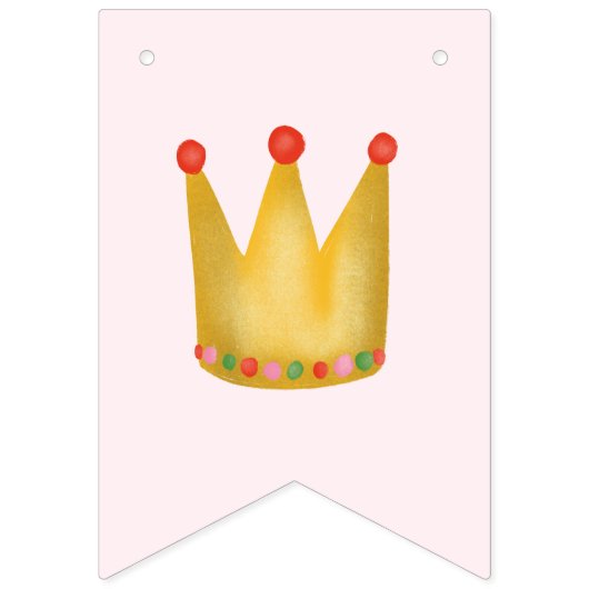Girly en grillige roze prinses verjaardag kinderen vlaggetjes (Eerste vlag)