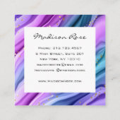 Girly en Trendy Paarse Blauwe Ink en Gouden Sparkl Vierkante Visitekaartje (Achterkant)